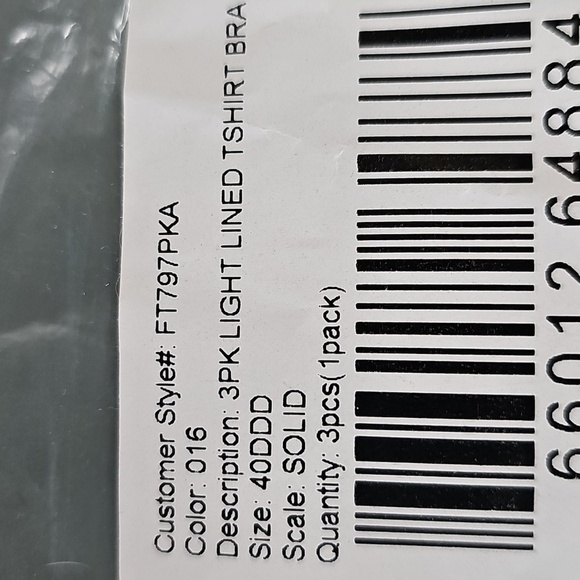 Set of Three Padded Tee Shirt Bras Black, White, Tan. NWT. 40 DDD. - Picture 8 of 8